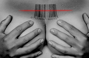 Image showing Hands covering breasts, barcode