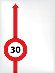 Image showing Red arrow with speed limit symbol