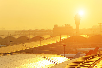 Image showing airport sunset