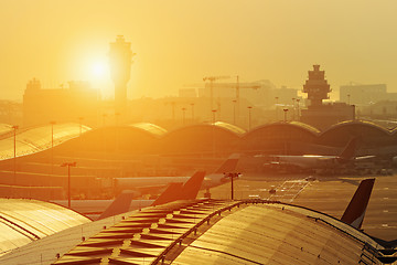 Image showing airport sunset