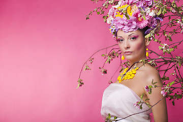 Image showing Woman flower banner advertisment template