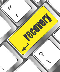 Image showing key with recovery text on laptop keyboard button