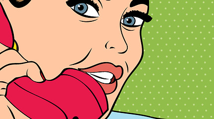 Image showing woman chatting on the phone, pop art illustration