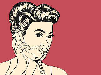 Image showing woman chatting on the phone, pop art illustration