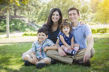 Image showing Attractive Young Mixed Race Family Park Portrait