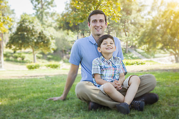 Image showing Handsome Mixed Race Father and Son Park Portrait