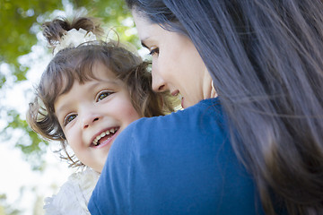 Image showing Cute Laughing Baby Girl and Mother in Park