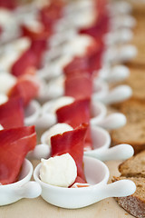 Image showing Prosciutto and mozzarella appetizers