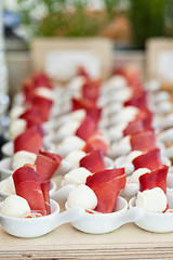 Image showing Prosciutto and mozzarella appetizers