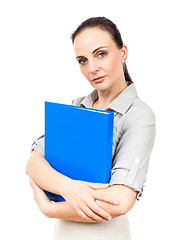 Image showing business woman with a blue folder