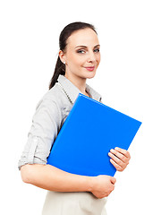 Image showing business woman with a blue folder