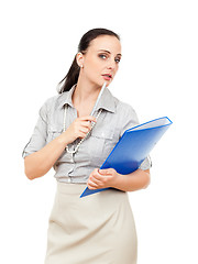 Image showing business woman with a blue folder