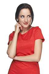Image showing Bright woman with playful glance looking away