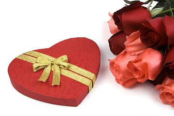 Image showing Roses With Gift Box