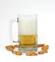 Image showing Pretzels and Beer