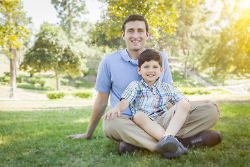 Image showing Handsome Mixed Race Father and Son Park Portrait