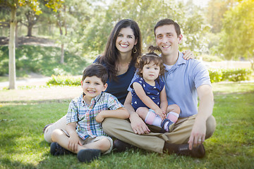 Image showing Attractive Young Mixed Race Family Outdoor Park Portrait