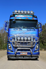 Image showing Front view of Volvo FH16 Timber Truck on Country Road