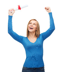 Image showing smiling woman with diploma