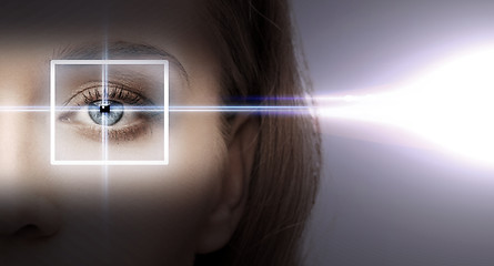 Image showing woman eye with laser correction frame