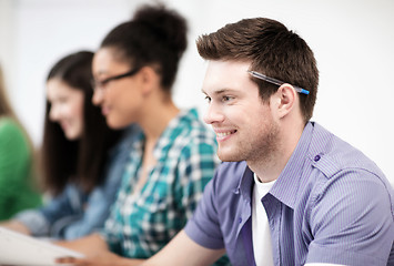 Image showing student with computer studying at school