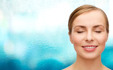 Image showing face of beautiful woman with closed eyes