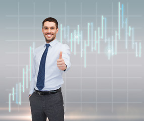 Image showing handsome businessman showing thumbs up