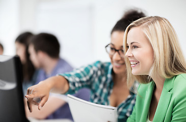 Image showing students with computer studying at school