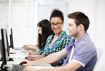 Image showing african student with computer studying at school