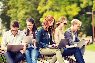 Image showing students or teenagers with laptop computers