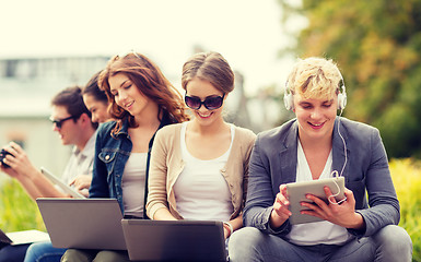 Image showing students or teenagers with laptop computers