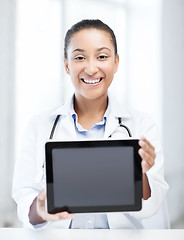 Image showing african female doctor with tablet pc