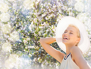 Image showing beautiful woman enjoying summer outdoors