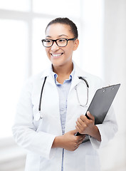 Image showing african female doctor in hospital