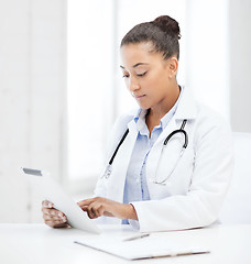 Image showing african female doctor with tablet pc