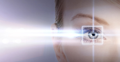 Image showing woman eye with laser correction frame