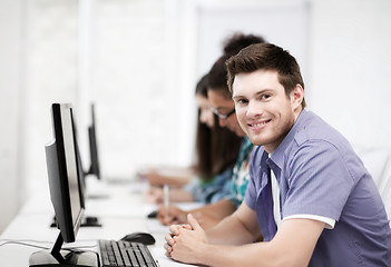 Image showing student with computer studying at school