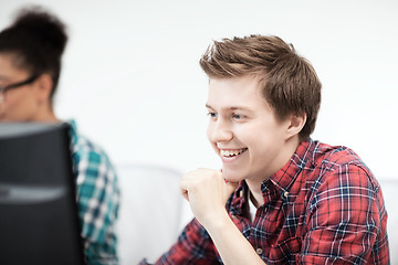 Image showing student with computer studying at school