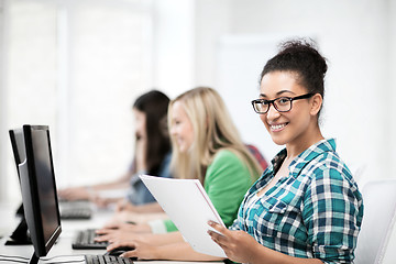 Image showing african student with computer studying at school