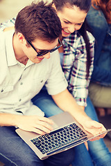 Image showing students or teenagers with laptop computer