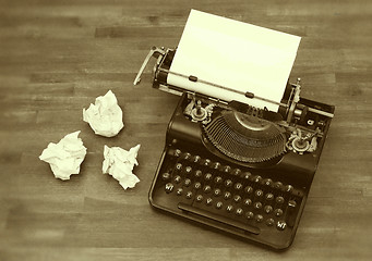 Image showing Old typewriter with paper