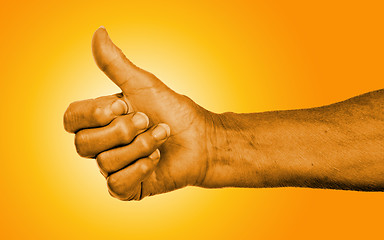 Image showing Old woman with arthritis giving the thumbs up sign