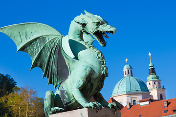 Image showing Dragon bridge, Ljubljana, Slovenia, Europe.