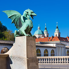 Image showing Dragon bridge, Ljubljana, Slovenia, Europe.