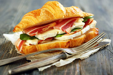 Image showing Appetizing sandwich closeup.