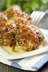 Image showing Meatballs with parsley.