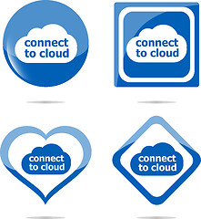 Image showing stickers label set business tag with connect to cloud word