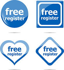 Image showing stickers label set business tag with free register word