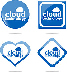 Image showing Cloud technology icon, label stickers set isolated on white