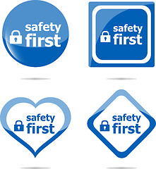 Image showing Secure lock sign label, safety first icon button